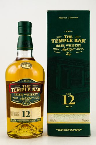 The Temple Bar Irish Single Malt Whiskey - 12 Jahre - 40,0% Vol. - 0,7 ltr.